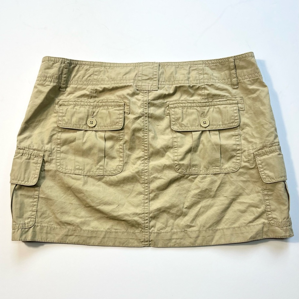 90s Y2K Vintage London Jean Chino Cargo Mini Skirt Sz 8 Khaki Cotton Beige - Picture 2 of 8